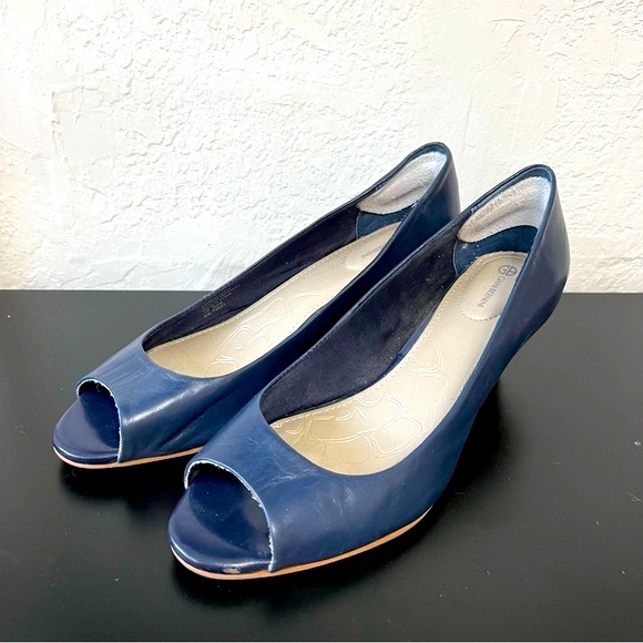 Giani Bernini Shoes - Gianni Bernini Soria Navy Blue Open Peep Toe Heels, Size 8M